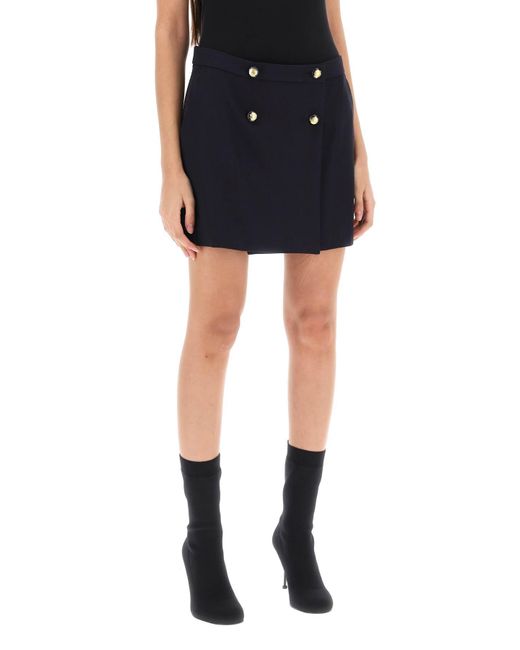 Alexander McQueen Black Mini Wrap Skirt With Seal Buttons