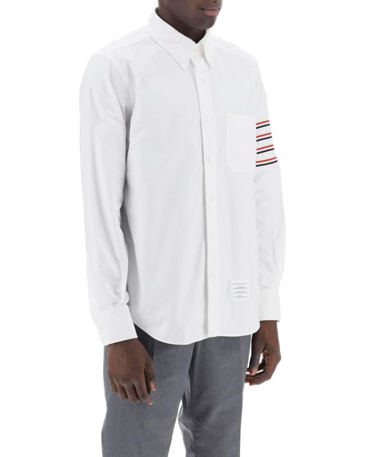Thom Browne White Tricolor 4 Bar Shirt for men