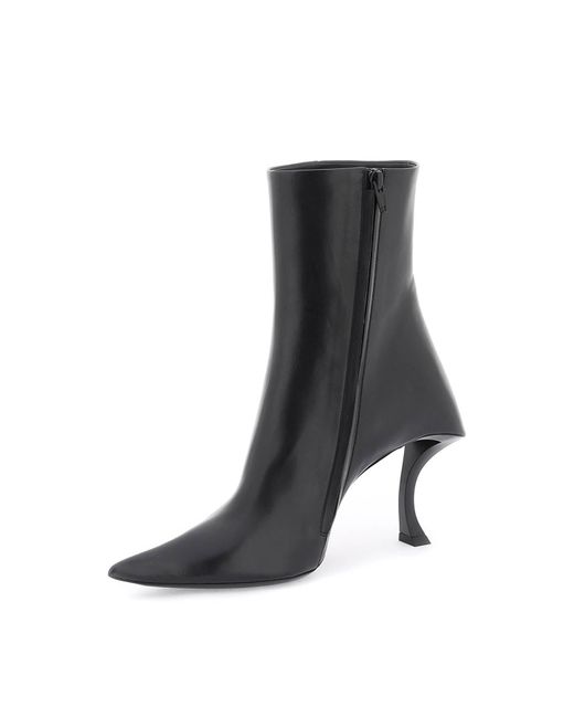 Balenciaga Black Leather Hourglass Ankle Boots