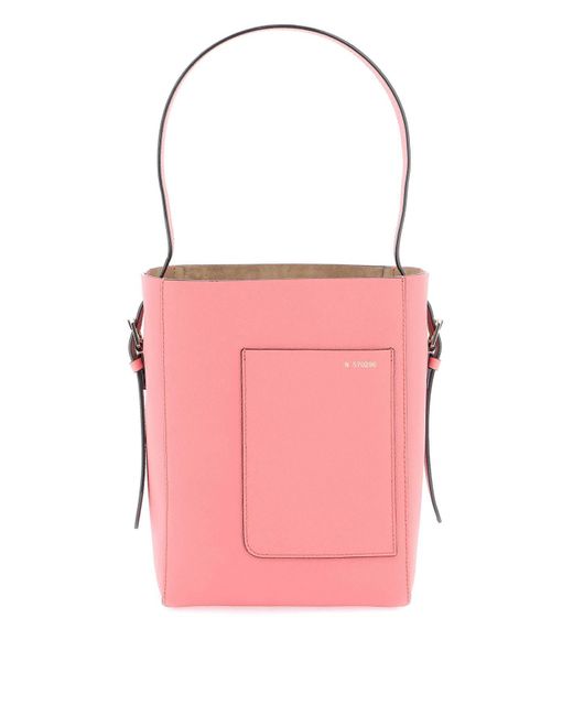 Valextra Pink Leather Bucket Bag