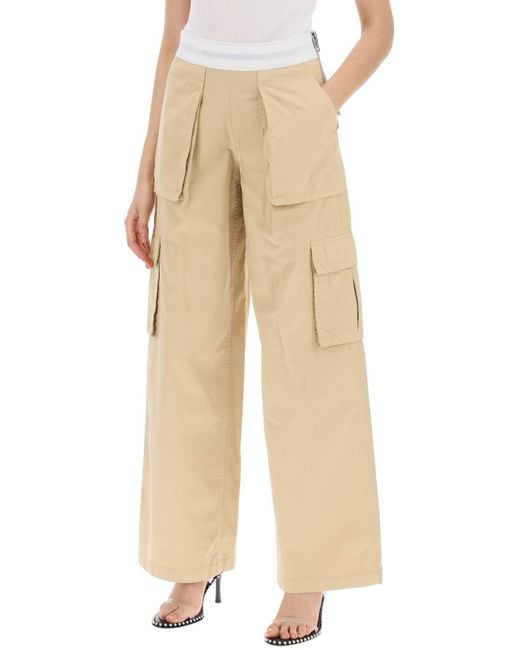 Alexander Wang Natural Mid-rise Cargo Rave Pants In Cotton Twill