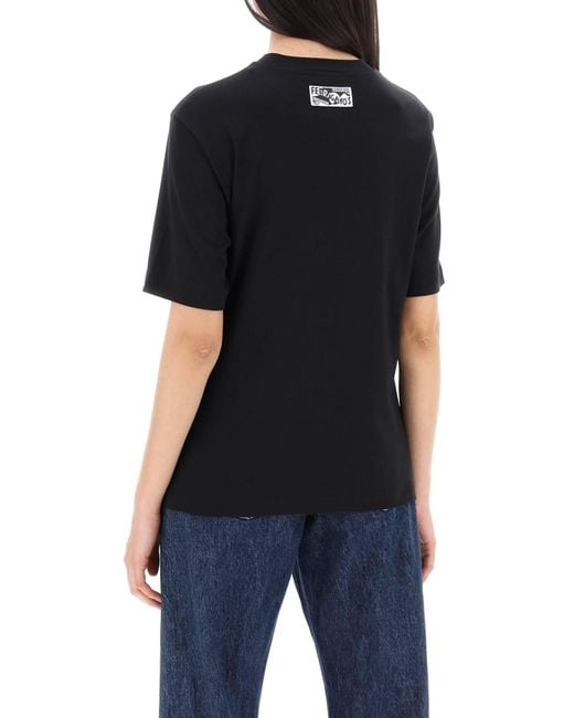 Ferragamo Black Cotton And Silk Blend T-Shirt