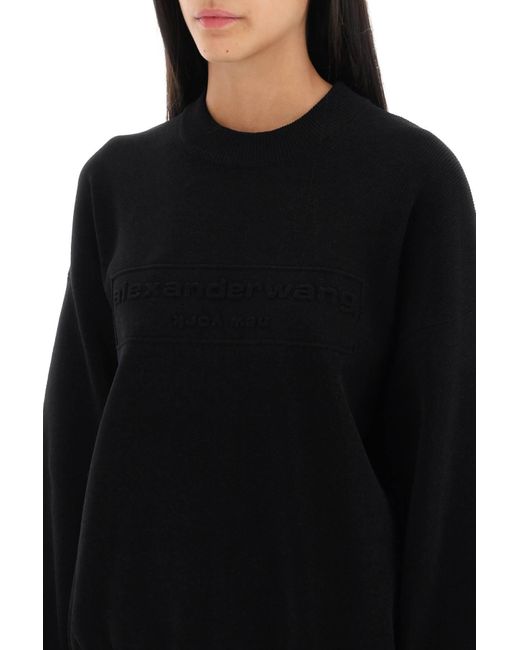 Alexander Wang Black Crew-Neck Sweater With Embossed Logo