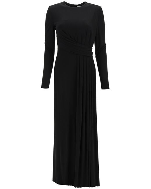 Alexander McQueen Black Long Draped Jersey Dress