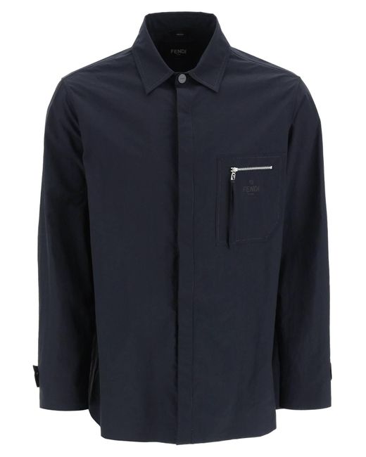 Fendi Blue Lightweight Overshirt Jacket for men