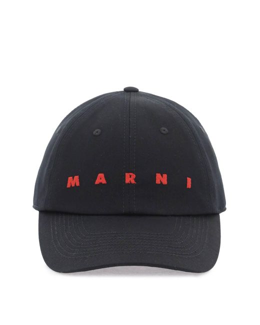 Marni Blue Embroidered Logo Baseball Cap With for men