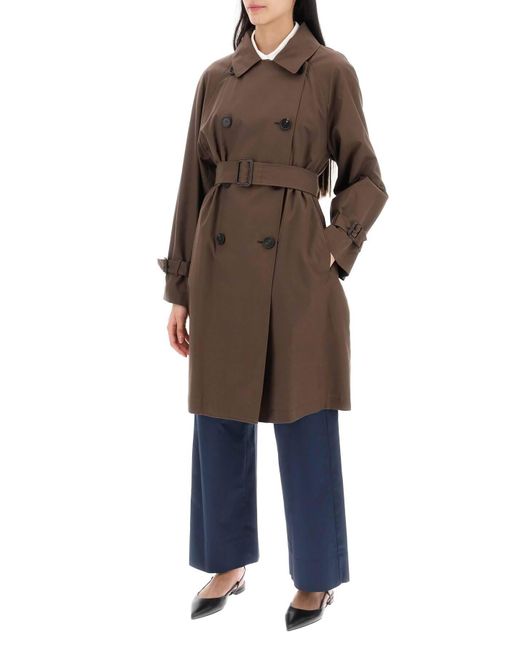 Max Mara The Cube Brown Double-Breasted Midi Trench Coat