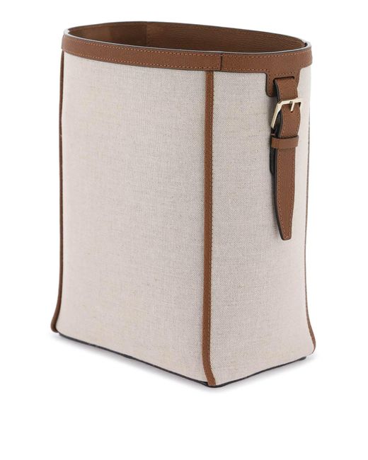 Valextra Brown Soft Canvas Mini Bucket Bag
