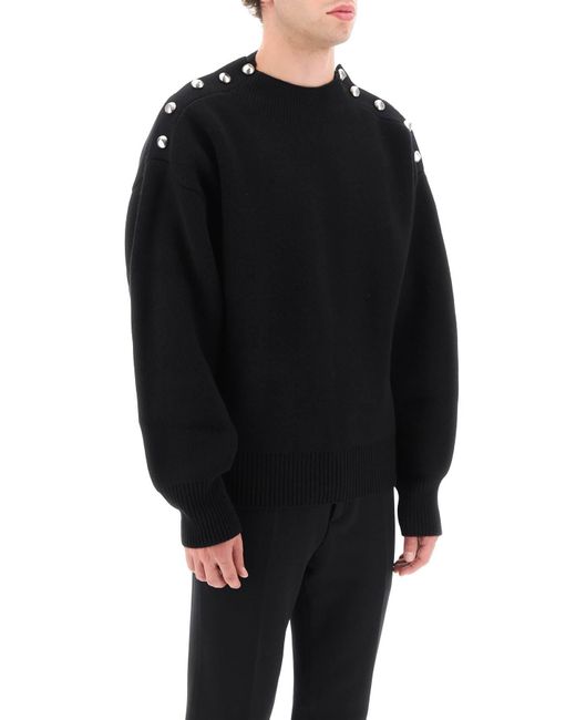 Ferragamo Black Metal Button Sweater for men