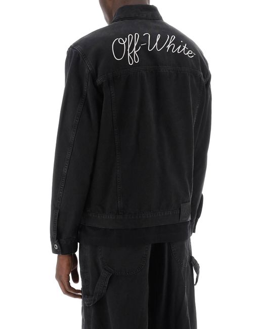 Off-White c/o Virgil Abloh Black Canvas Jacket With Logo Embroidery for men