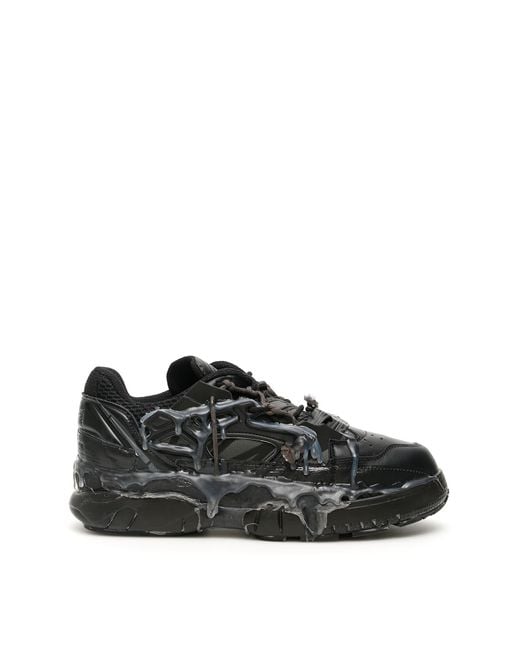 Maison Margiela Black Fusion Leather And Mesh Trainers for men