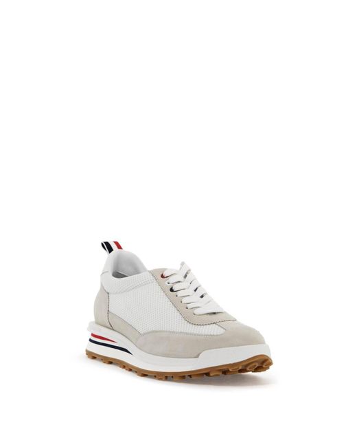 Thom Browne White Mesh And Suede Leather Sneakers for men