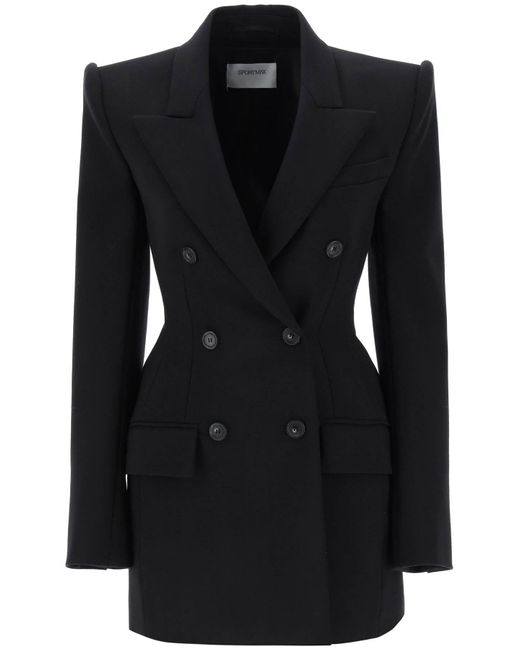 Sportmax Black Harem Double-Breasted Shaped Blazer