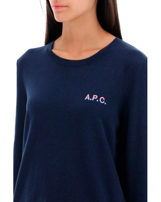 A.P.C. Blue 'Albane' Crew-Neck Cotton Sweater