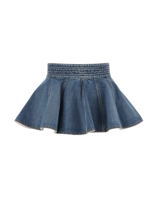 Alaïa Blue Flared Micro Skirt