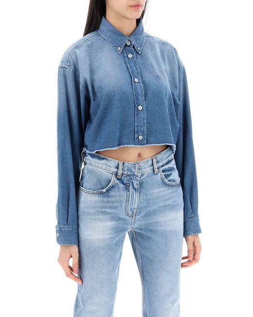 Givenchy Blue Denim Cropped Shirt For