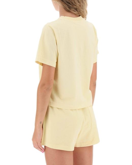 T Shirt Cropped Sporty & Rich di Sporty & Rich in Yellow