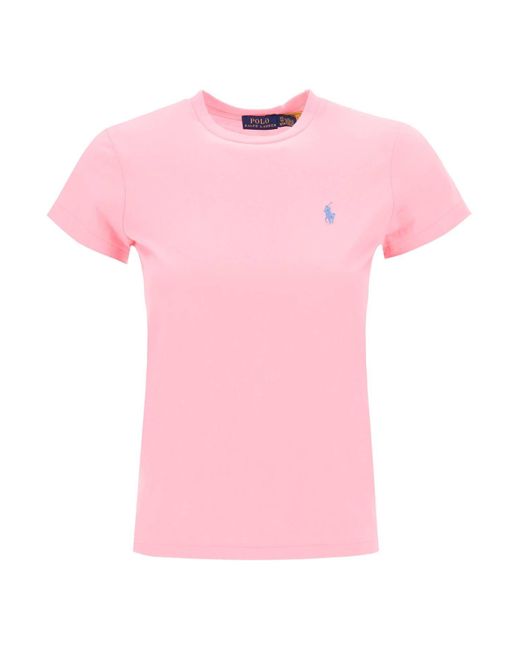 T Shirt In Cotone Leggero di Polo Ralph Lauren in Pink