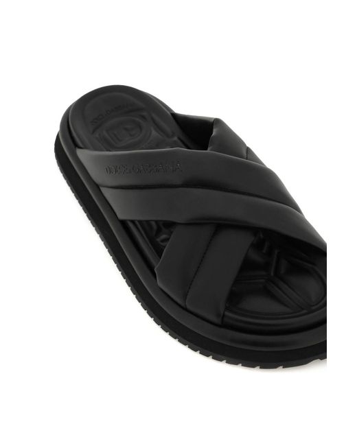 Dolce & Gabbana Black Faux Leather Slides for men