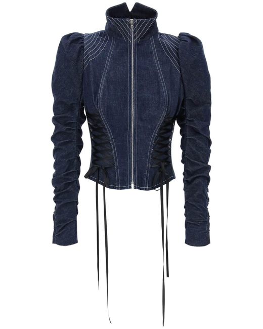Dilara Findikoglu Blue Denim Jacket With Corset Detailing