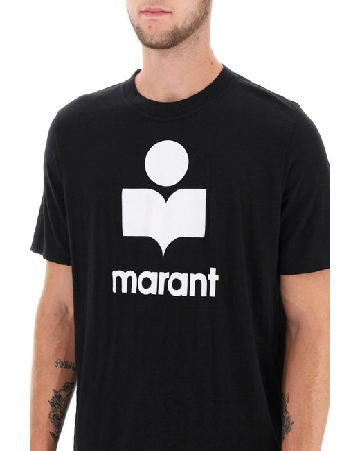 Isabel Marant Black 'karman' Logo Linen T Shirt for men