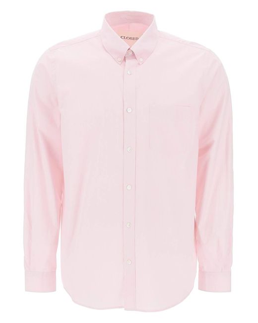 Camicia A Righe In Popeline di Closed in Pink da Uomo