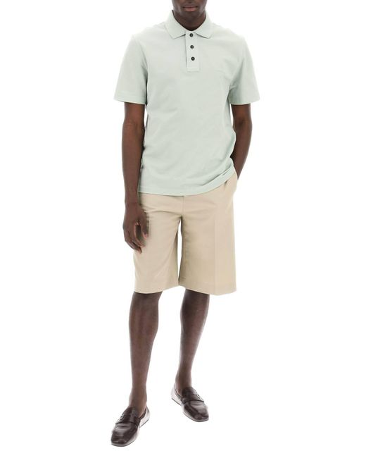 Ferragamo Natural Tailored Canvas Bermuda Shorts for men