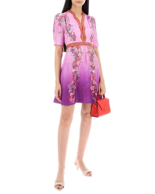 Saloni Purple "Silk Mini Dress Tabith