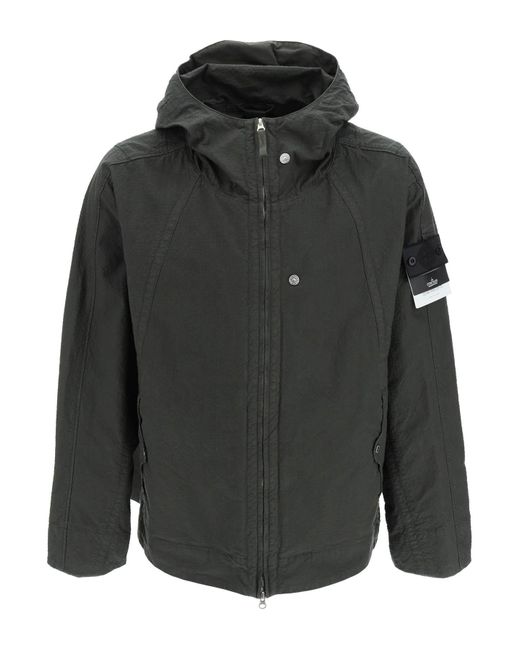 Stone Island Shadow Project Black Short Hooded Parka In Co Ny Ripstop-tc for men
