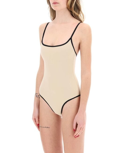 Totême  Natural Toteme One-Piece Swimsuit With Contrasting Trim Details