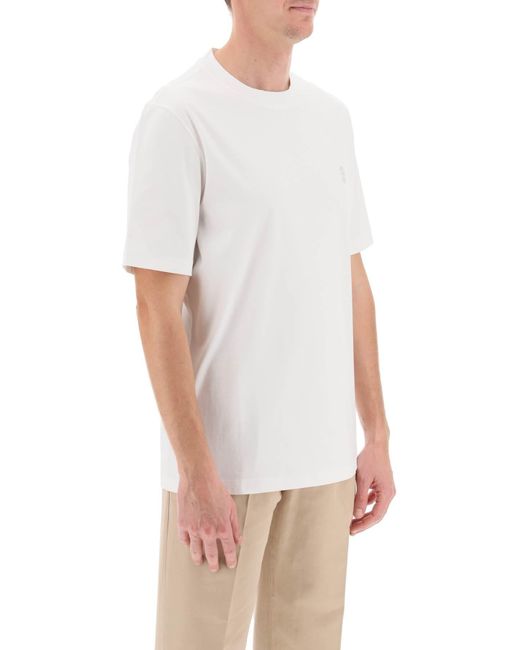 Brunello Cucinelli White T Shirt With Logo Print for men