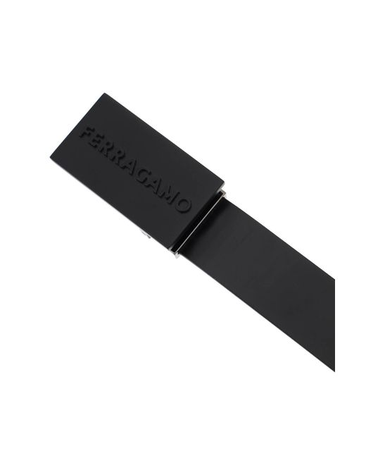Ferragamo Black Reversible Plate Buckle Belt for men