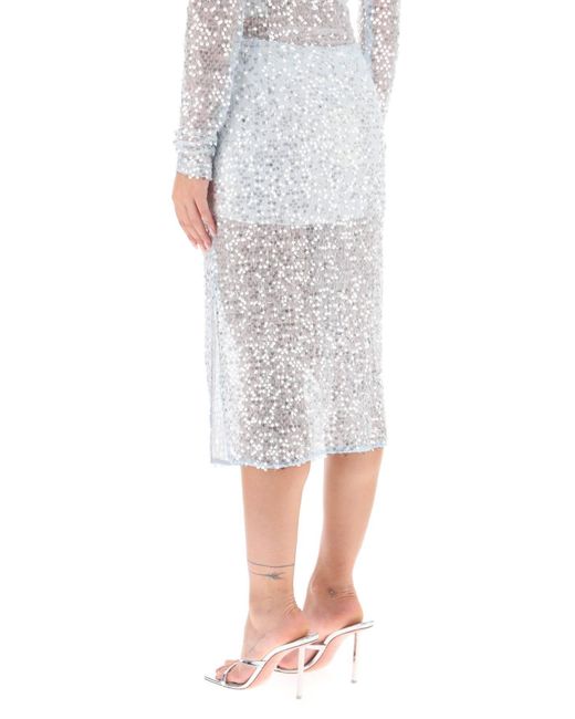 Siedres White Helen Sequined Midi Skirt