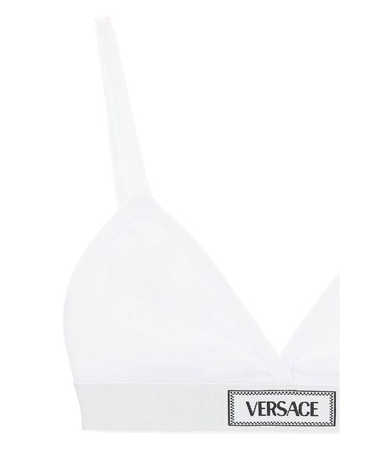 Bralette A Coste Con Logo '90s di Versace in White