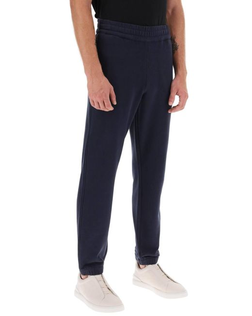 Zegna Blue Joggers With Rubberized Logo for men
