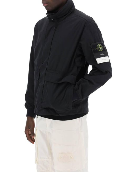Stone Island Black Micro Twill Jacket With Extractable Hood for men
