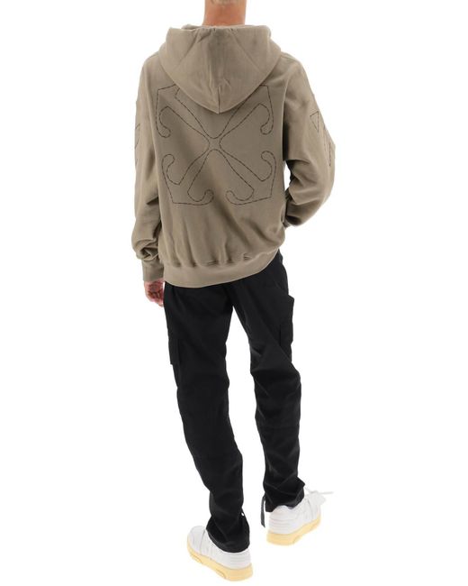 Off-White c/o Virgil Abloh Natural Hoodie With Topstitched Motifs for men