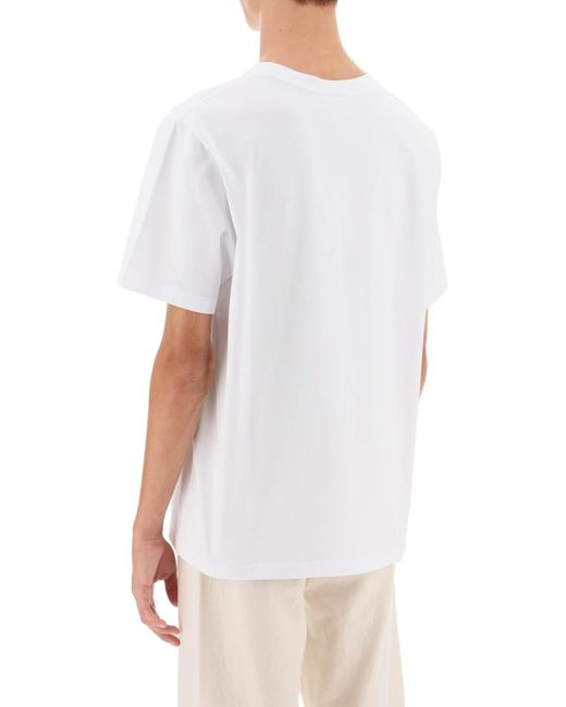 Maison Kitsuné White College Fox Embroidered T-shirt for men