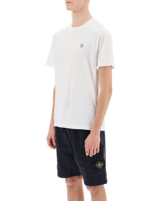 Stone Island White Crew-Neck T-Shirt With Logo Patch for men