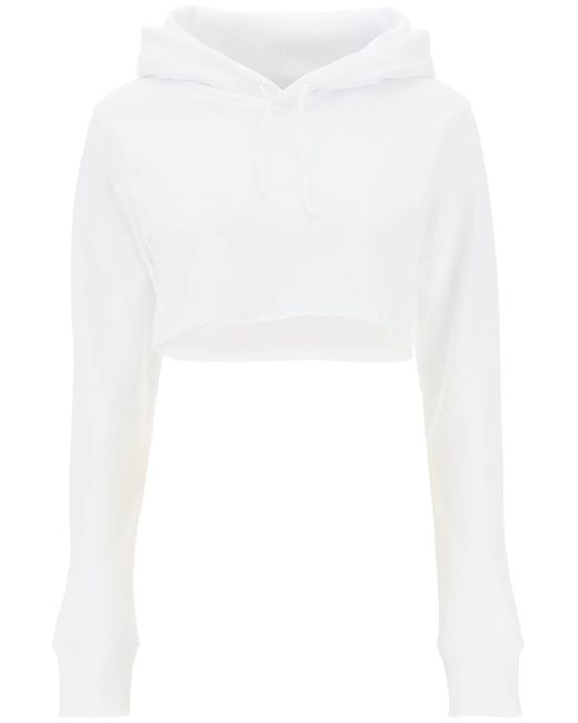 Givenchy White Cropped Hoodie With Embroidered Logo