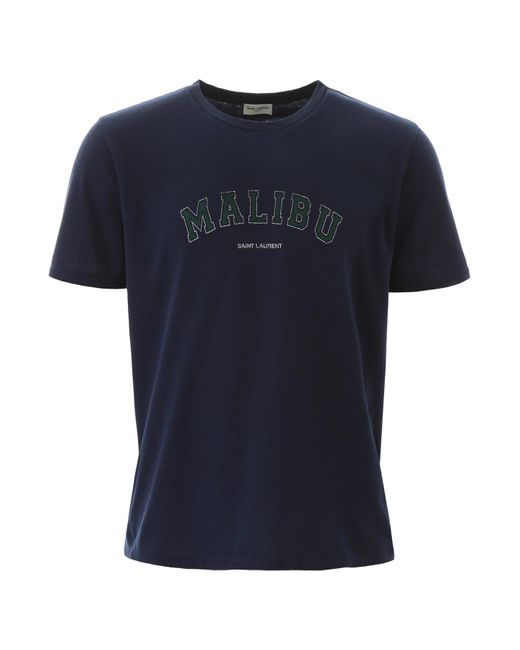Saint Laurent Blue Malibu Logo Print T-shirt for men