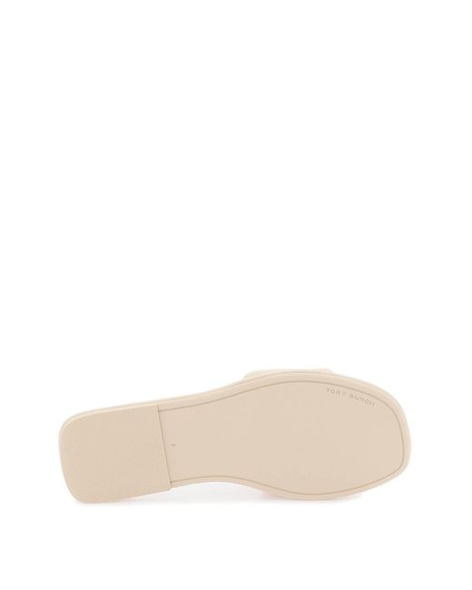 Tory Burch White Double T Leather Slides