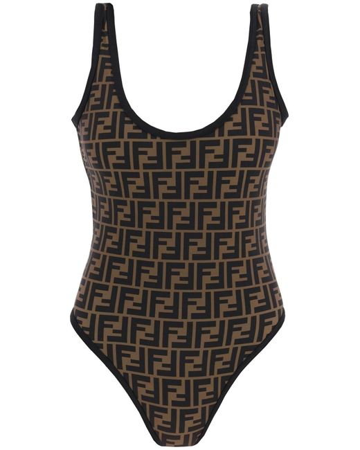 Fendi Brown Full-body Swimsuit Ff