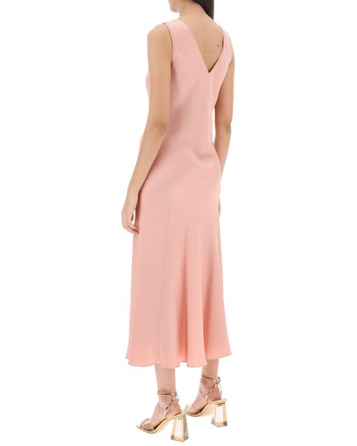 Max Mara Studio Pink Acqui Satin Midi Dress