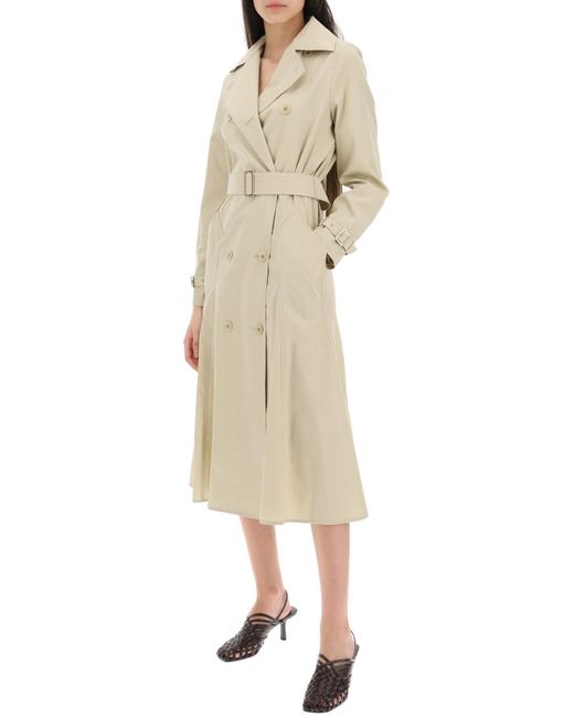 Max Mara 'fronda' Double-breasted Cotton Trench Coat in Natural | Lyst