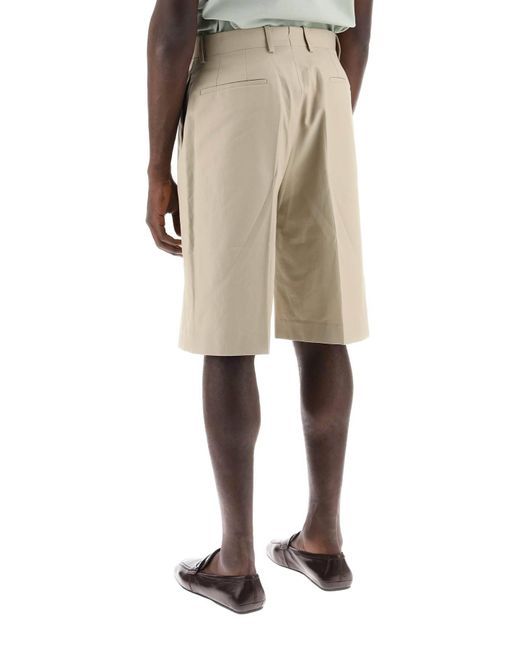 Ferragamo Natural Tailored Canvas Bermuda Shorts for men