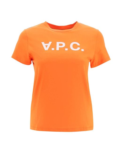 A.P.C. Orange T-shirt With Flocked Vpc Logo