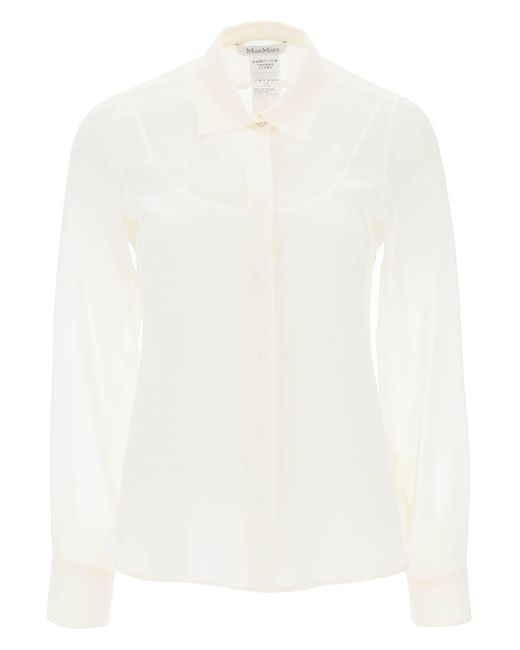 Max Mara White 'Manche' Silk Georgette Shirt