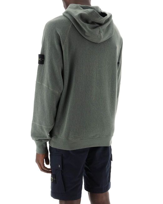 Stone Island Gray Light Hoodie With Logo Badge for men
