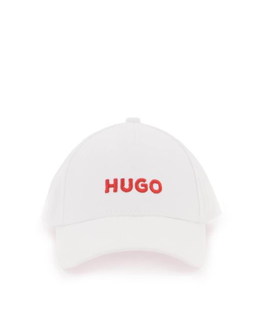 HUGO White Hugo Baseball Cap With Embroidered Logo for men